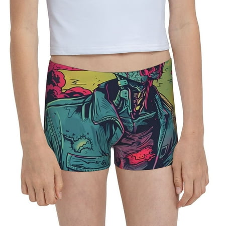 Pofeuu Neon Zombie Skull Print Soft Cotton Girls Boyshort panties Toddler Underwear-X-Small