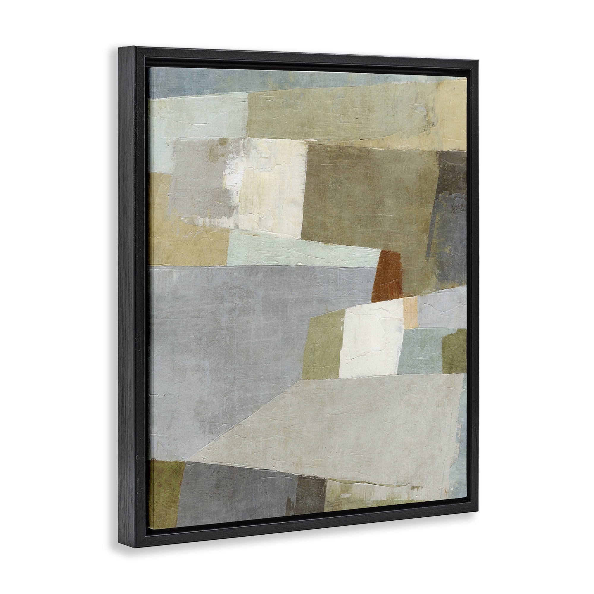 Stupell Industries Causeway Neutral Geometrics Black Framed Floater Canvas Wall Art, design by Suzanne Nicoll