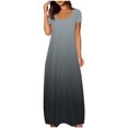 thumbnail image 3 of Meichang Robes d'Été pour Femmes 2025 Robe Maxi Grande Taille Imprimé Dégradé Robe Décontractée Manches Courtes Col Rond Robes T-Shirt Travail Coupe Ample Longue Robe, 3 of 6
