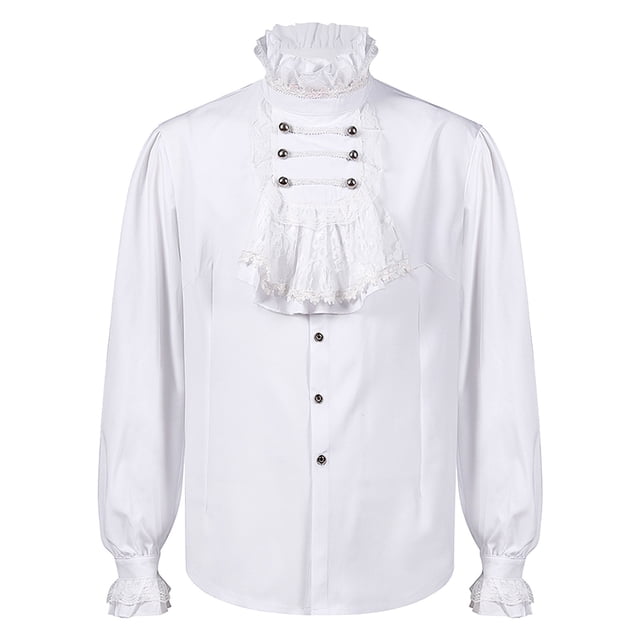 Chemise de Gentleman Médiévale pour Hommes, Style Mode, Manches Longues, Col à Volants