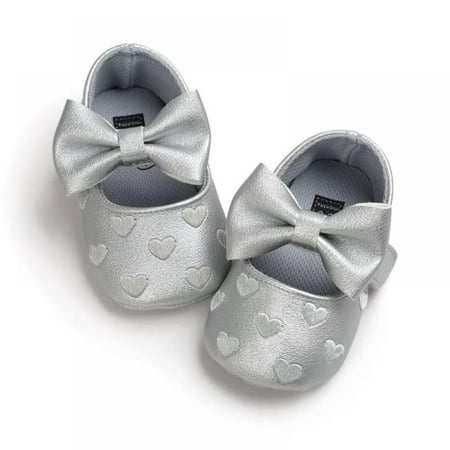 

0-18M Toddler Baby Girls Crib Shoes Bowknot Soft Sole PU Leather Walking Prewalker Sneakers
