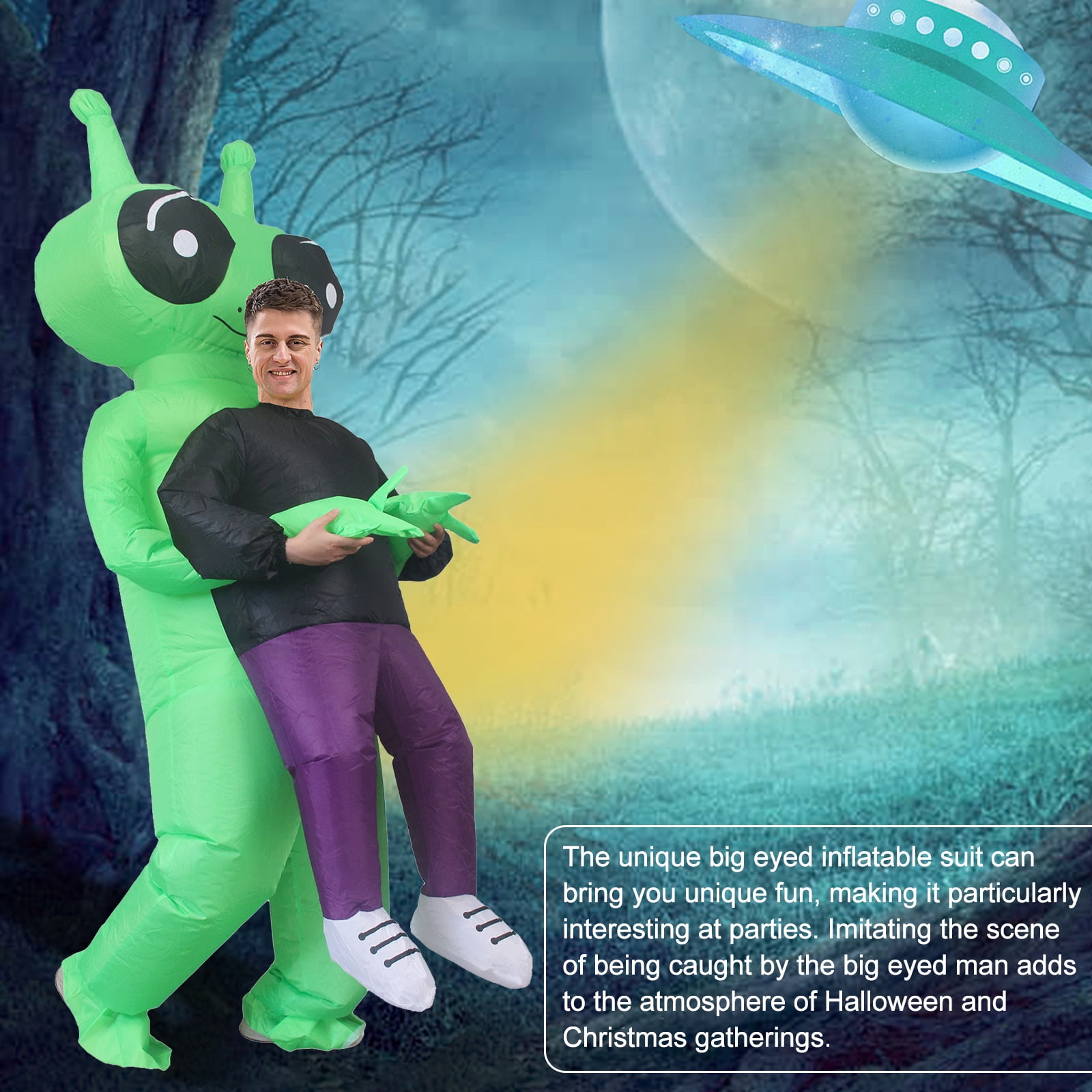 Inflatable Alien Costume Adult Alien Kidnapping Outfit Alien Rider Costume  Halloween Costume Cosplay Party Dress Up