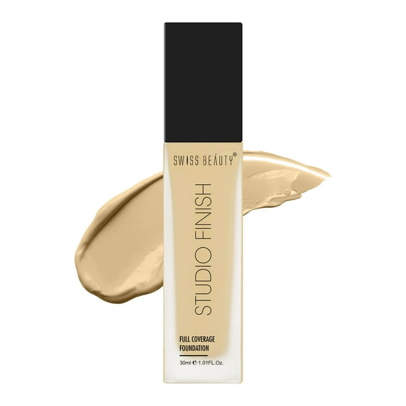 SWISS BEAUTY Full Coverage Foundation Studio Finish, Face Makeup, Shade- Warm Nude, 30ml