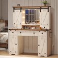 thumbnail image 2 of Farmhouse Makeup Vanity Desk with Lighted Hollywood Mirror and Storage for Bedroom,Large Vanity Desk with Charging Station, Dressing Table with Shelves & 3 Drawers & 2 Cabinets, Lights Adjustable, 2 of 8