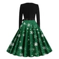thumbnail image 3 of Lorytime Christmas A Line Dress for Women Fall Snowflakes Crew Neck Elegant Dresses Long Sleeve Party Dresses with Belt, 3 of 3