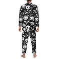 thumbnail image 2 of Halloween Costumes Mens Pajamas Set, white halloween pumpkin bat Halloween Pajamas Button Down Long Sleeve Loungewear Halloween Sleepwear Pjs sets for Men, 2 of 7