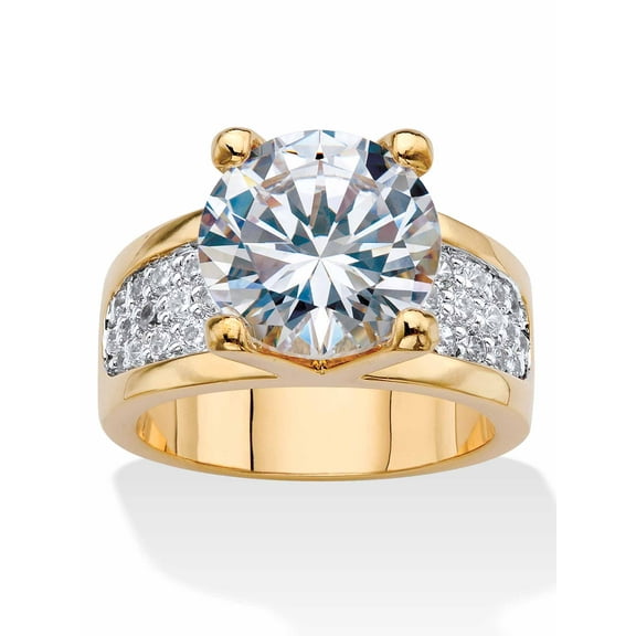 PalmBeach Jewelry Round Cubic Zirconia Bridge Engagement Ring 6.96 TCW in Platinum-Plated or Gold-Plated