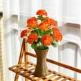thumbnail image 4 of Ramo de claveles artificiales 12 tallos - Tela flores falsas rojo rosa amarillo naranja morado, 16,5 pulgadas, decoración de boda realista, arreglo floral para oficina en casa, 4 of 6