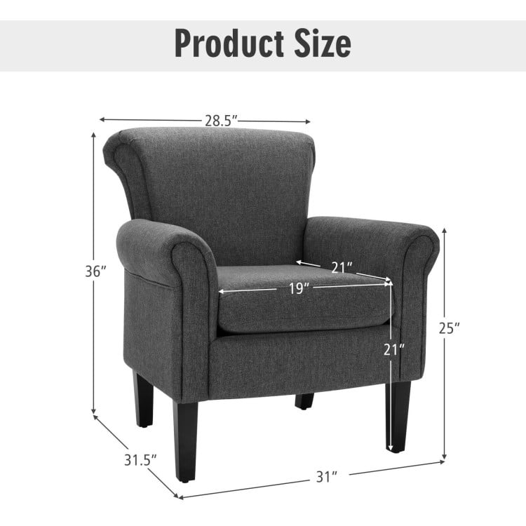 Finihen Accent Armchair, Upholstered Fabric Accent Chair with Adjustable Foot Pads, for Living Room, Bedroom, Dark Gray Finihen Accent Armchair, Upholstered Fabric Accent Chair with Adjustable Foot Pads, for Living Room, Bedroom, Dark Gray
