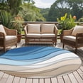 thumbnail image 4 of Round Rugs 5Ft, Blue Brown Round Area Rug Washable Indoor Throw Carpet, Gradient Geometric White Water Stripes Modern Soft Non Slip Circle Rug for Cabinet Bathroom Home Decor Aesthetic, 4 of 8