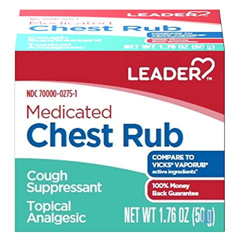 Leader Medicated  Analgesic Cough Suppressant Chest Rub, 1.76oz, 5-Pack