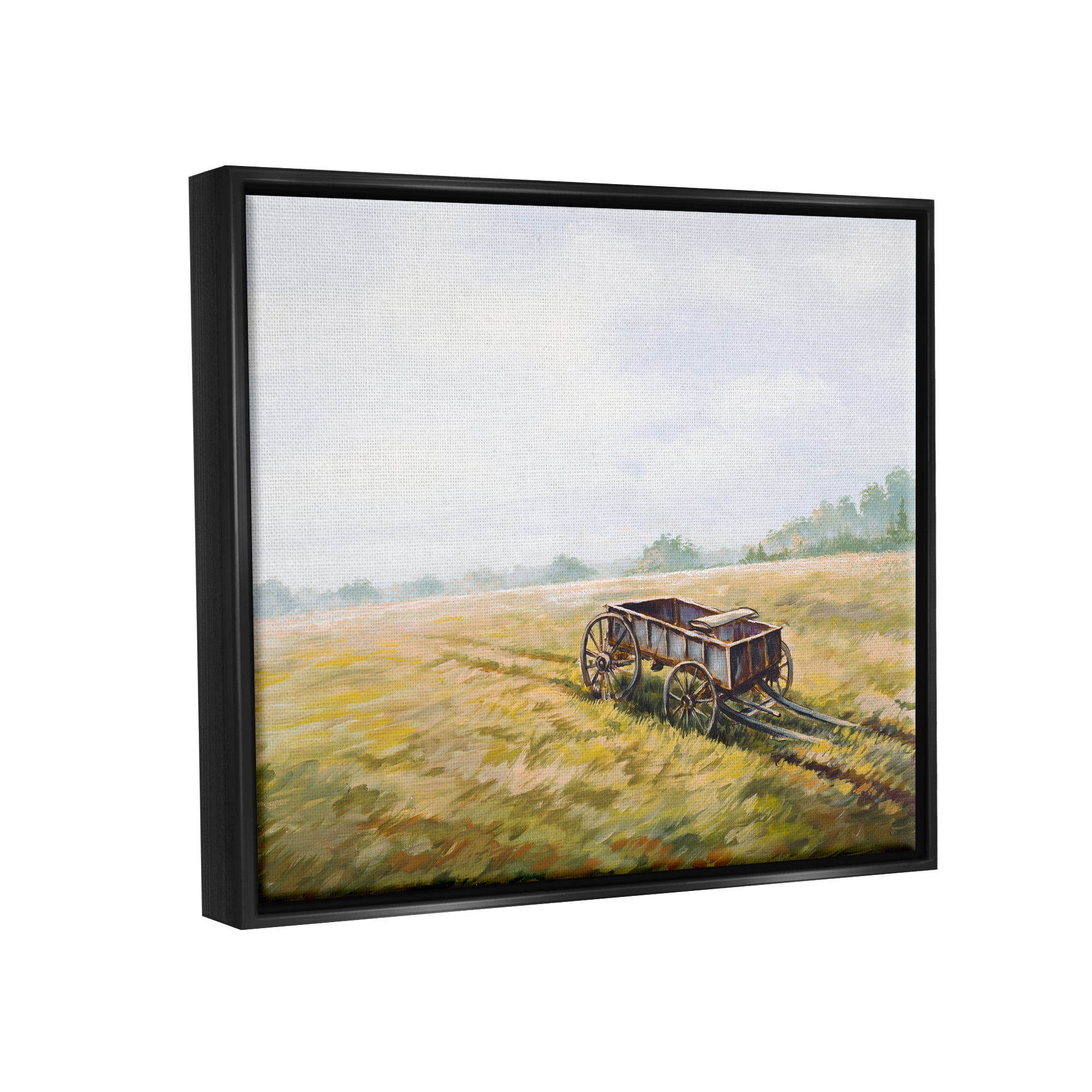 Stupell Industries Wild West Wagon Cart Rural Hill Farm Scenery Jet Black Framed Floating Canvas Wall Art, 24x30, by Bruce Nawrocke