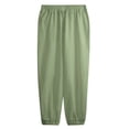 thumbnail image 4 of Men's Cotton Linen Jogger Pants Elastic Drawstring Waist Cuffed Ankle Relaxed Fit Lightweight Breathable Beach Lounge Sweatpants Green XL, 4 of 5
