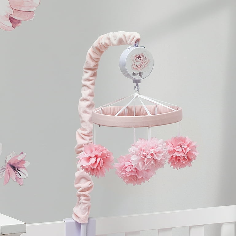 Lambs Ivy Signature Botanical Baby Pink Floral Nursery Musical