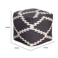 thumbnail image 6 of Benjara Poby Accent Pouf- 19" Square Body- White and Gray Zig Zag Pattern, 6 of 6