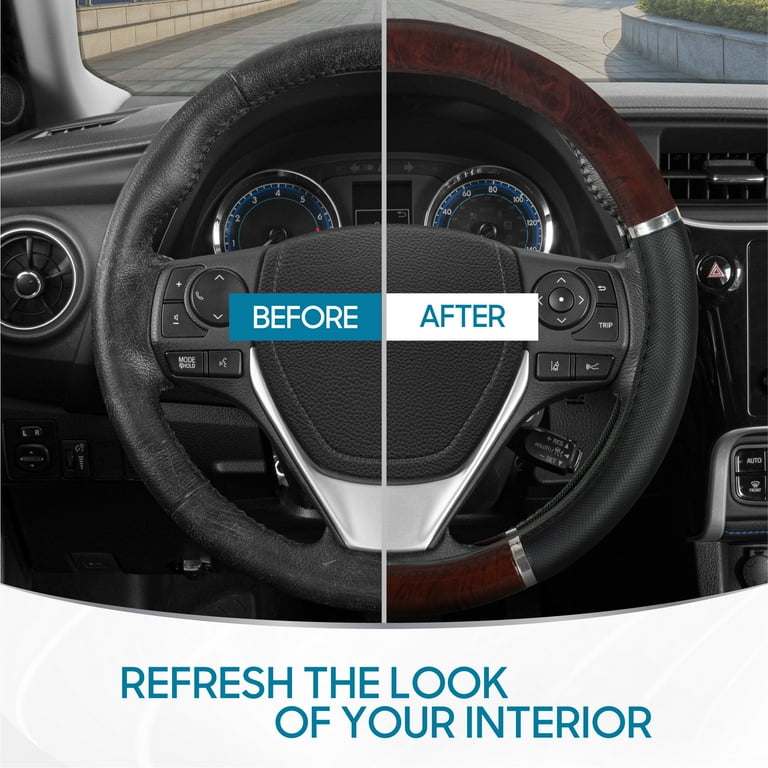 BDK Dark Wood Grain Steering Wheel Cover, 15 Inch photo 2