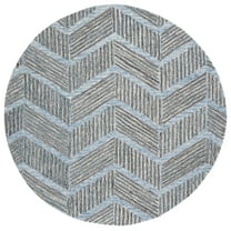 SAFAVIEH Metro Lilibeth Geometric Striped Area Rug, Blue/Black, 6' x 6' Round