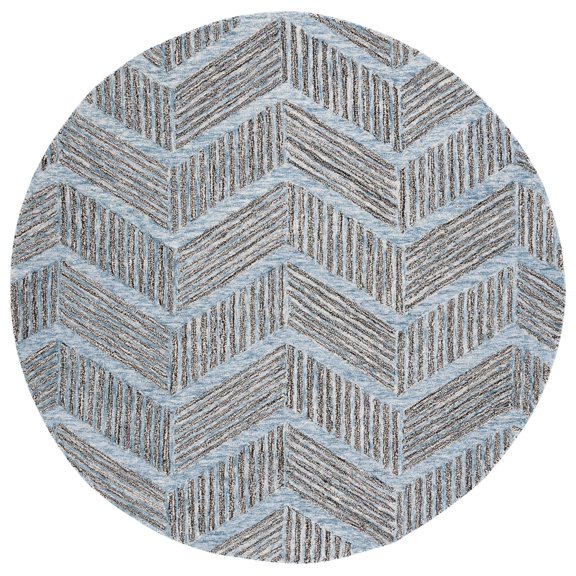 SAFAVIEH Metro Lilibeth Geometric Striped Area Rug, Blue/Black, 6' x 6' Round