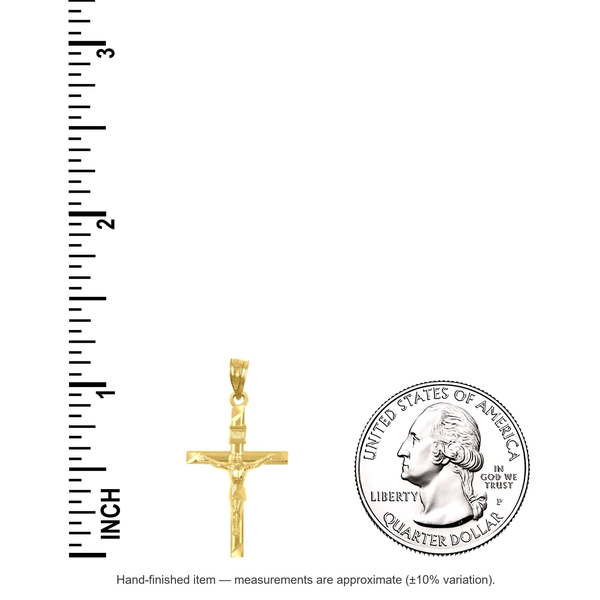 10k Yellow Gold Diamond-cut Unisex Cross Crucifix Religious Charm Pendant Pendant Necklace for Men Women