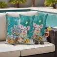 thumbnail image 5 of Floral Animals Pillow Covers 2 Pack Retro Flowers Pig Birds Butterfly Green Wood Grain Pillowcase Waterproof Outdoor Throw Pillow Cover for Patio Garden Square Cushion 18”x18”, 5 of 9