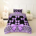 thumbnail image 2 of spefrowx Glitter Leopard Print Bow Twin Duvet Cover for Teens, Purple Princess Ribbon Twin Bedding, Black Reversible, 2pcs, 1 Duvet Cover and 1 Pillowcase, 2 of 6