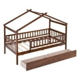 thumbnail image 3 of Holaki Twin Size House Bed with Storage Drawers for Kids, Walnut, 3 of 7