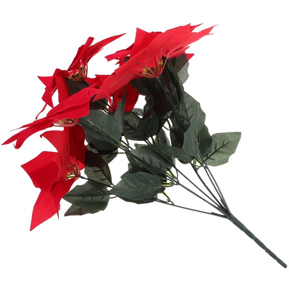 FENGGUIQU Red Artificial Poinsettia Flower, Realistic Holiday Floral Decor for Living Room, Bedroom, Table Centerpiece