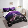 thumbnail image 3 of jejeloiu Kawaii Butterfly 7-Piece Twin Bedding Sets,Eiffel Tower Bedding Comforter Set,Pink Purple Black Sheet Sets For Girls Teens,Luxury Bedroom Decor Reversible, 3 of 8