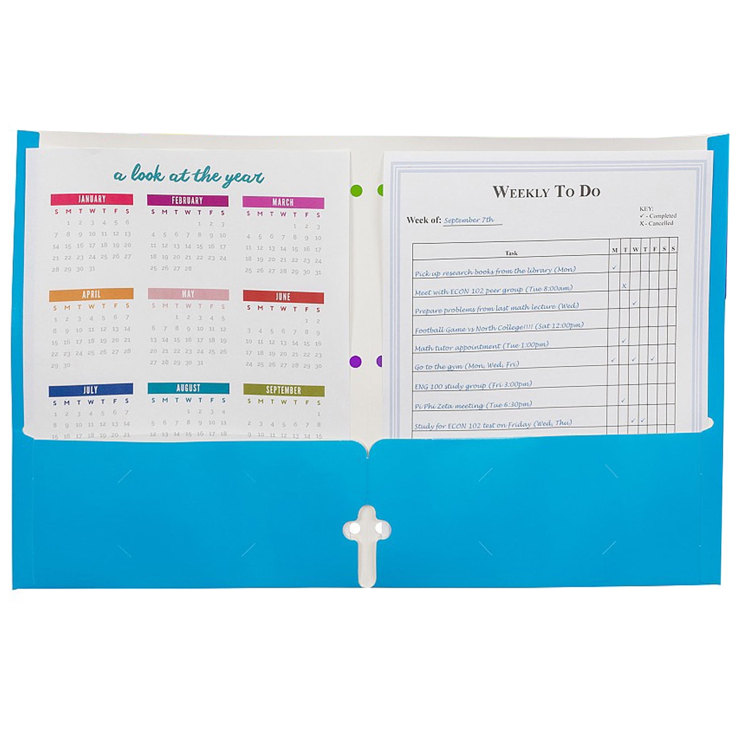 C-Line 2-Pocket Laminated Paper Portfolio with 3-Hole Punch, Assorted, Pack of 18