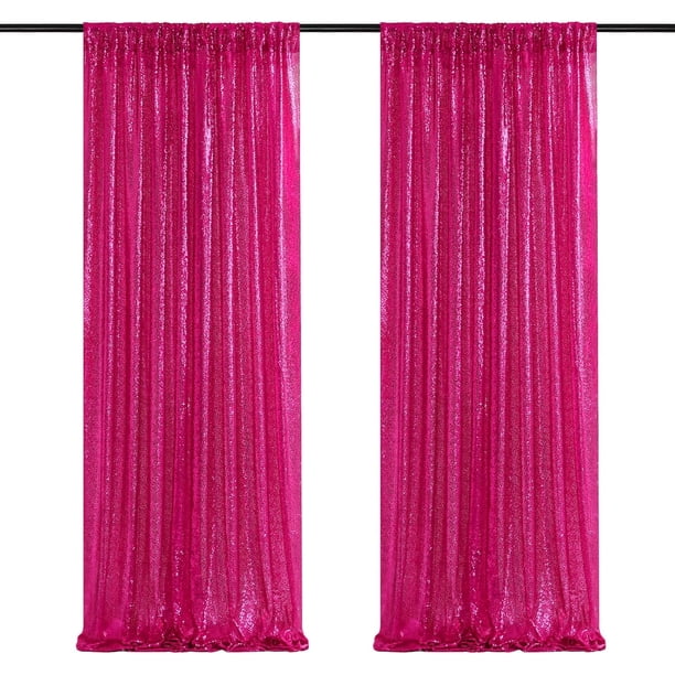 XmhyTop-A Cortinas con purpurina (2 unidades, 60 x 240 cm), color rosa oscuro
