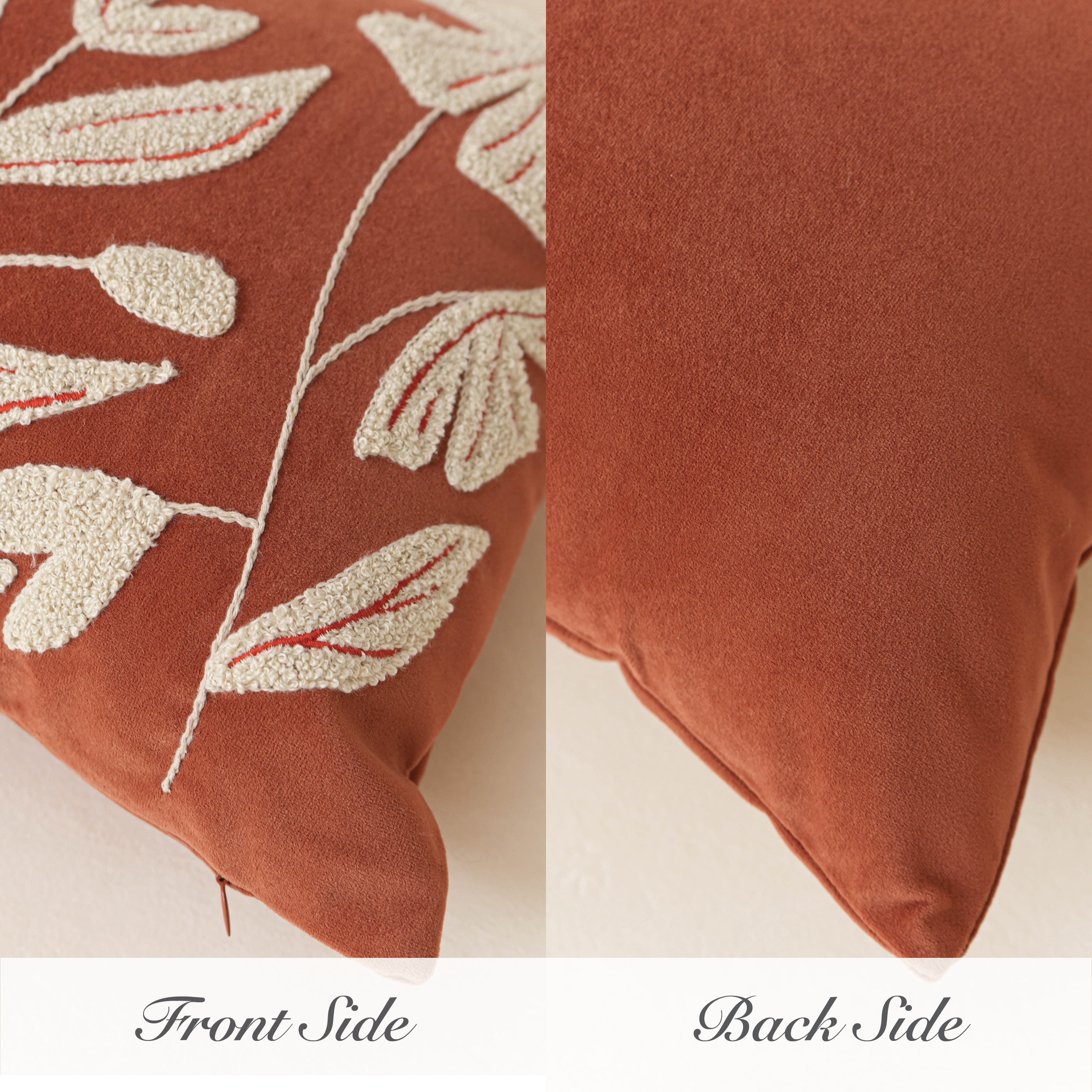 BlissBlush Fall Throw Pillow Cover 14x36 Long Lumbar Throw Pillow for Bed, Rust Brick Red Soft Velvet Accent Farmhouse Body Lumbar Throw Pillowcase for Bedroom Sofa Couch, Home Décor