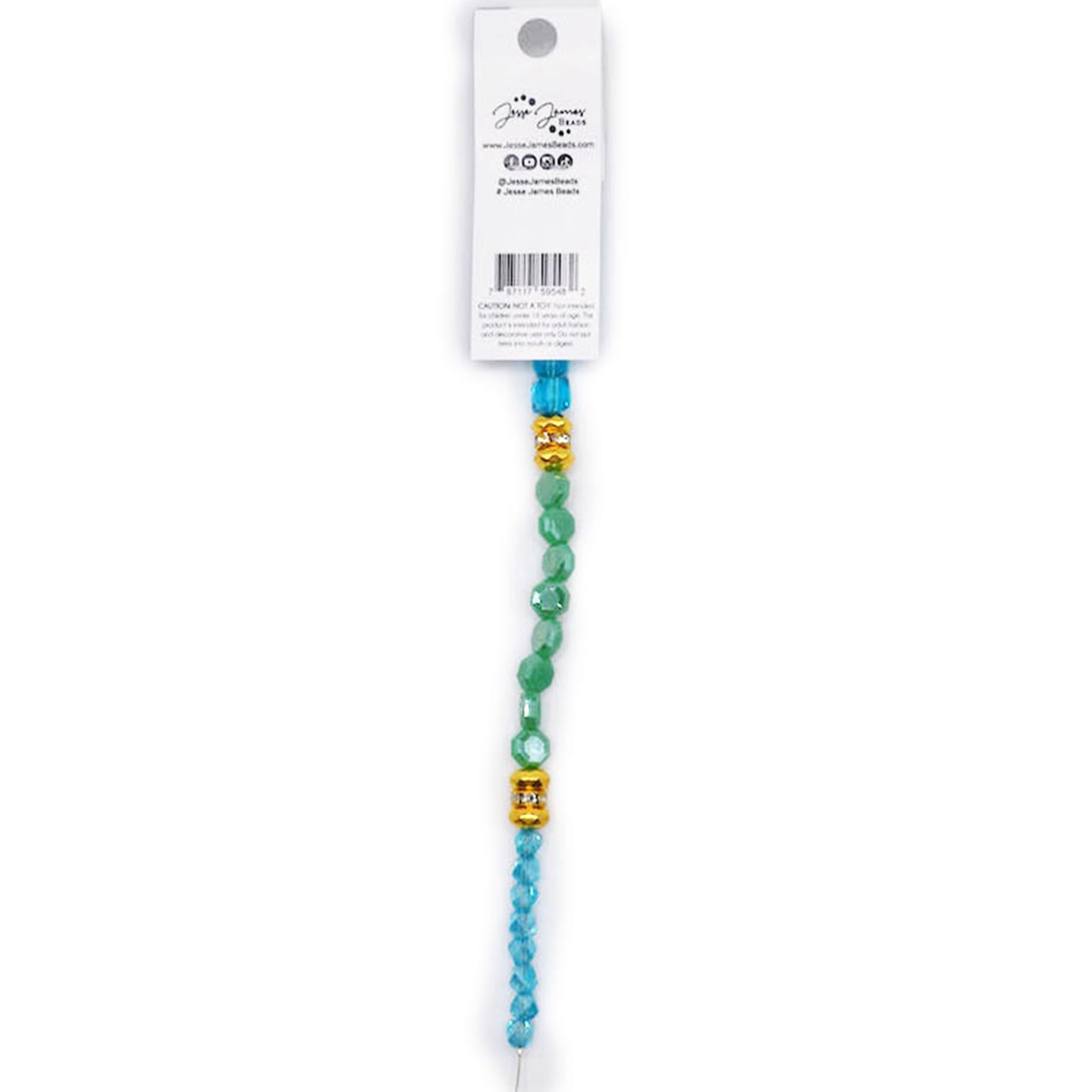 (2 pack) Jesse James Glass Strand Beads Trio – Teal, 1 Piece, Multi-Purpose for Teens and Adults