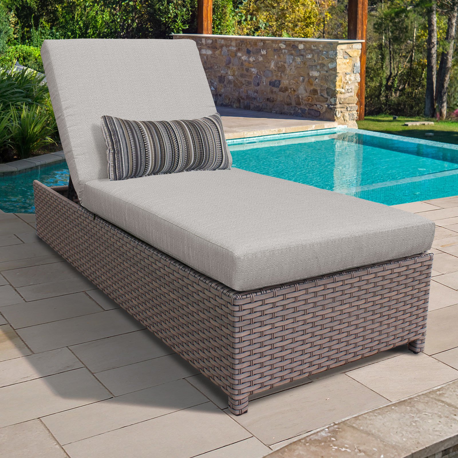 TK Classics Florence Wheeled Wicker Outdoor Chaise Lounge Chair - image 4 of 11