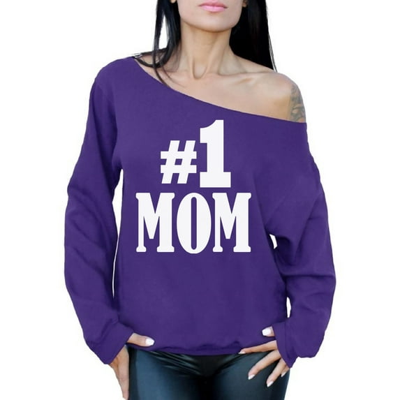 Awkward Styles Women's #1 Mom Graphic Off Shoulder Tops Oversized Sweatshirt for Best Mom In The World