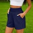thumbnail image 2 of yillto Womens Elastic Waist Shorts High Smock Waisted Wide Leg Loose Summer Beach Shorts with Pockets, 2 of 7