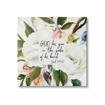 Stupell Industries Palm Of His Hand Religious Calligraphy Traditional Blossom Canvas Wall Art, 24 x 24, Design by Amy Brinkman