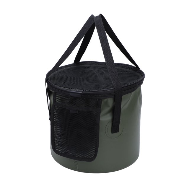Collapsible Bucket with Handle, Lightweight Foldable Water Container with Mesh Pouch Multifunctional Portable Outdoor Basin Bucket for Fishing, Camping, Hiking, Backpacking, Travel
