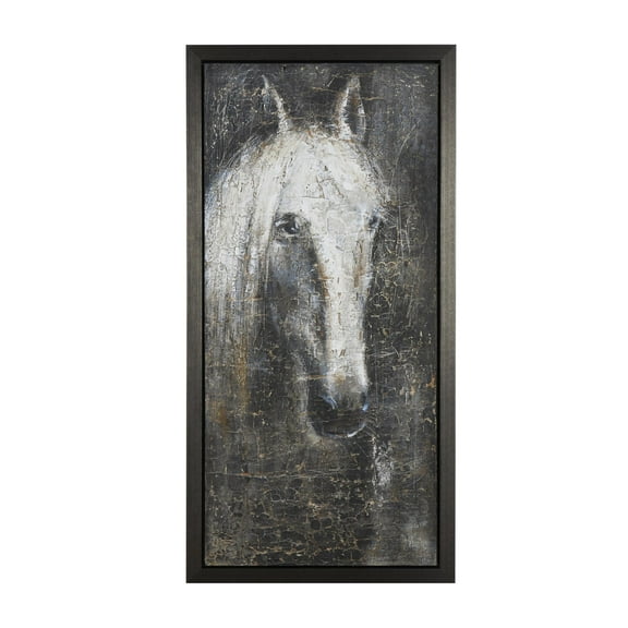 30" x 59" Horse Framed Wall Art with Textured Distressing, by DecMode