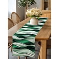 thumbnail image 4 of Burlap Table Runner 48 Inches Long, Abstract Green White Wavy Line Non-Slip Kitchen Table Runners for Dining Room Everyday Use Party Table Decorations Ombre Stripe Seamless, 4 of 9