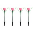 thumbnail image 1 of Luces LED solares para jardín con forma de tulipán, impermeables, de color rosa, para decoración de exteriores, paquete de 4, 1 of 8