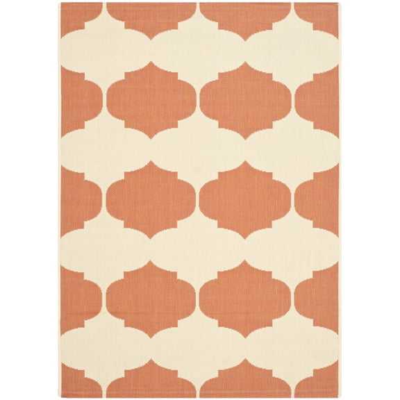 Safavieh Courtyard Elwyn Geometric Indoor/Outdoor Area Rug, Beige/Terracotta, 4' x 5'7"
