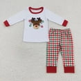 thumbnail image 2 of Ropa de dormir navideña a cuadros para niños, conjunto de camisa de Reno bordado, pantalones, pijamas de bebé, ropa de noche, 2 of 2