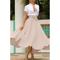 thumbnail image 2 of sicmoss Women's Apricot High Waisted Bohemian Maxi Skirt, Side Slit Flowy with Pockets, 2 of 8