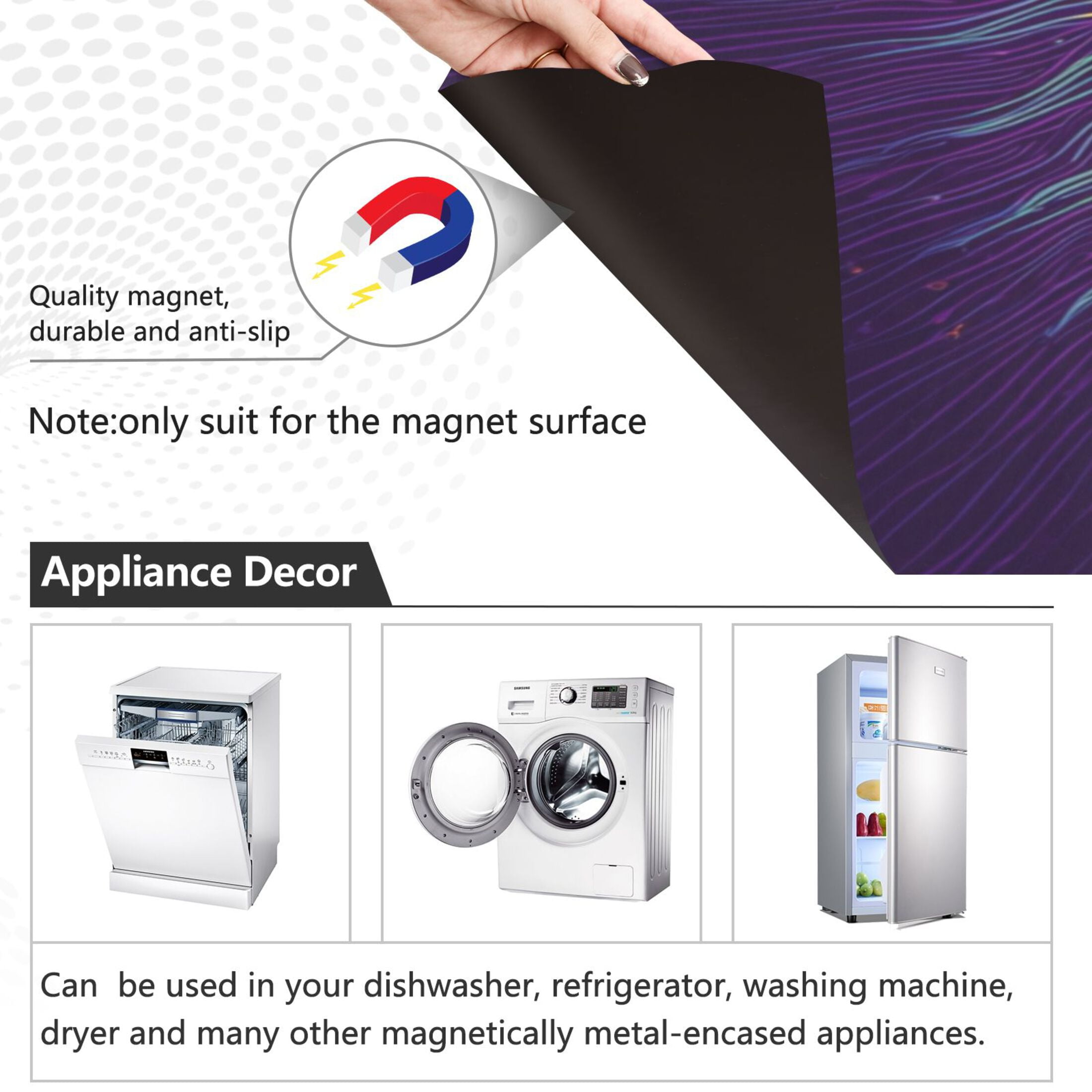 IAUYY Magnetic decorative sticker - 23x26 Inch PVC Refrigerator Decorative Cover, Removable DIY Art for Kitchen Appliances A Dazzling Array Of Colors