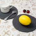 thumbnail image 4 of 4 Pack 7inch Woven Placemats for Dining Table, Round Table Mats Heat Resistant Non-Slip Weave Placemats Handmade(Dark Grey), 4 of 4