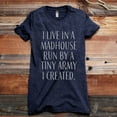 thumbnail image 2 of Thread Tank I Live In A Madhouse Run By A Tiny Army I Created Women's Fashion Relaxed Crewneck T-Shirt Tee Heather Navy 2X-Large, 2 of 5