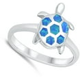 thumbnail image 4 of CHOOSE YOUR COLOR Blue Simulated Opal Sea Turtle Animal Ring .925 Sterling Silver Band CZ Female Size 7, 4 of 4