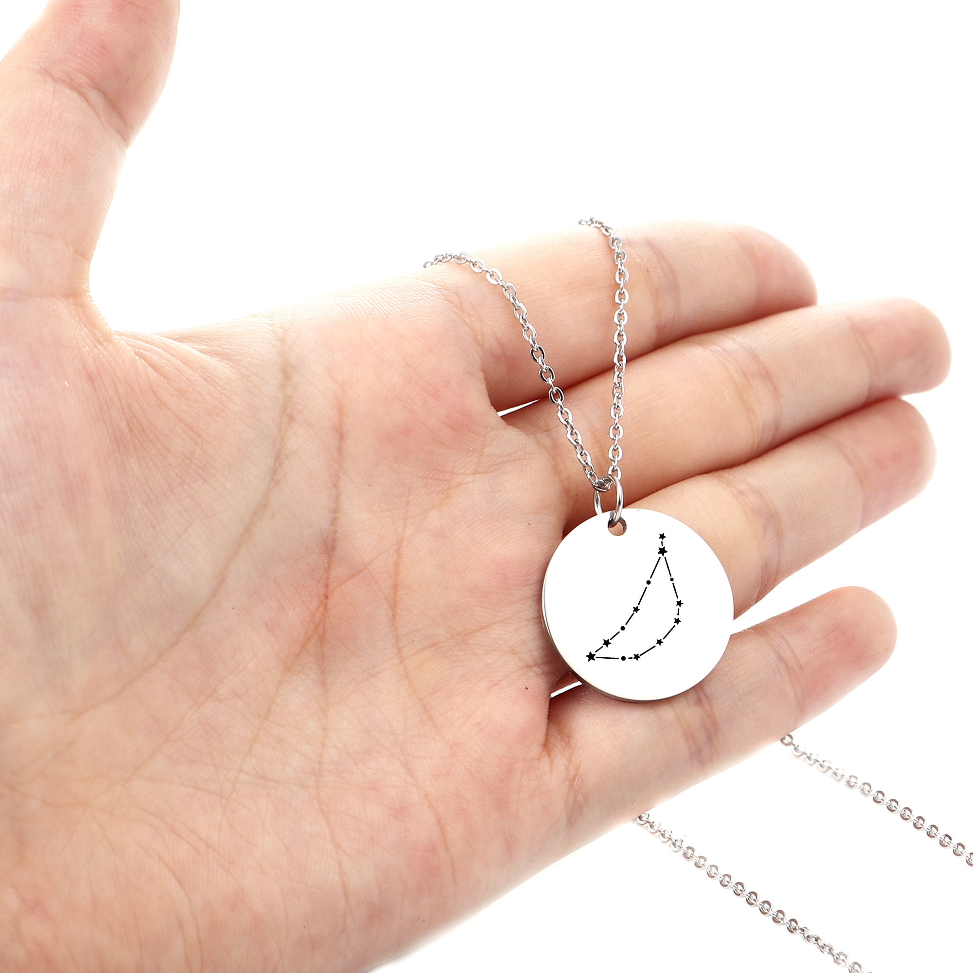 Anavia Round Taurus Zodiac Sign Necklace Constellation Zodiac Stainless Steel Silver Pendant Jewelry with Gift Box