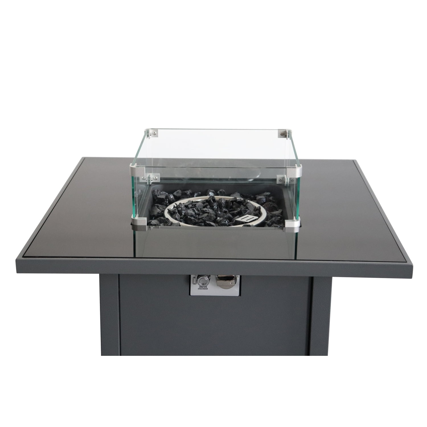 Newboti Furniture 25" H x 30" W Steel Outdoor Fire Pit Table with Lid 61365