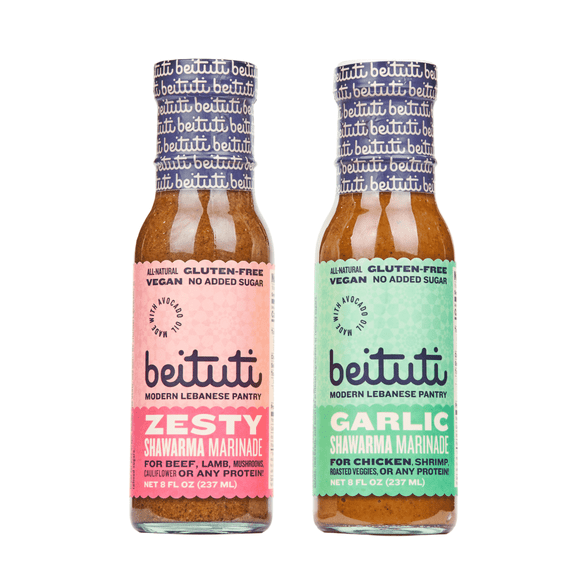 Beituti Shawarma Variety Pack - Garlic & Zesty Shawarma Marinades - Vegan - Gluten Free - All Natural - 2 Pack
